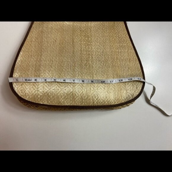 60s-70s Vintage Boho Straw Woven Handbag 3DFloral Embroidery Raffia Shoulder bag - Picture 12 of 16